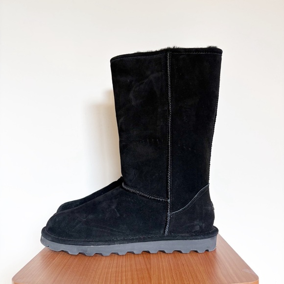 Bearpaw Women’s Elle Tall Winter White Suede Sheepskin Wool Lined Boots Size 12 - Picture 1 of 7